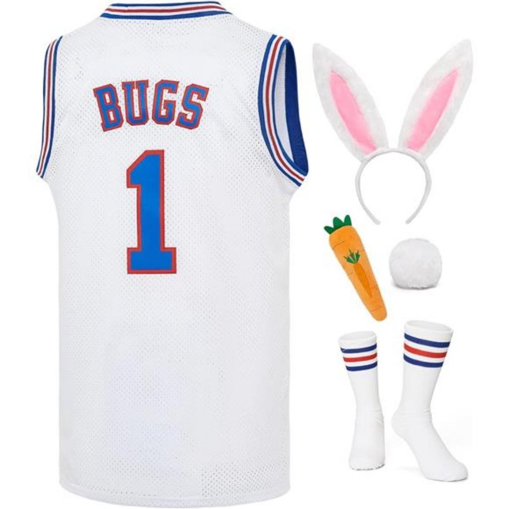 Basketball Jersey‎ 90s Bugs #1 Space Jam Jersey Sports Halloween Costumes Set